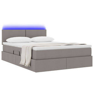 Bett mit Stauraum, LED & Matratze Taupe 140x200 cm