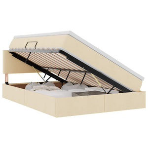 Bett mit Stauraum, LED & Matratze Creme 140x200 cm
