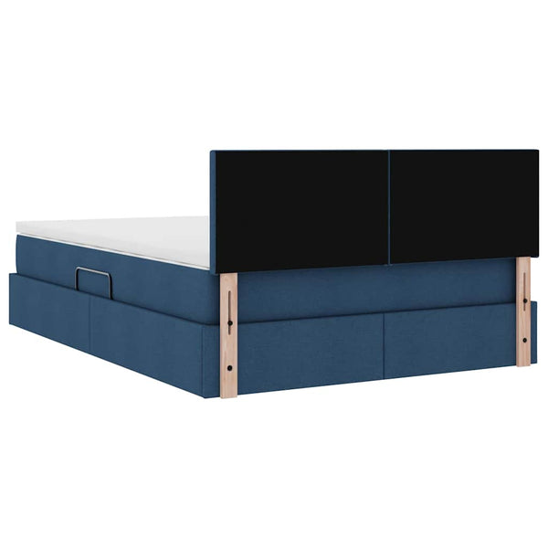 Bett mit Stauraum, LED & Matratze Blau 140x200 cm