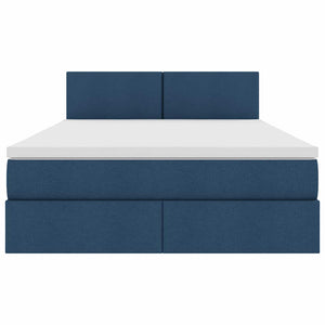Bett mit Stauraum, LED & Matratze Blau 140x200 cm