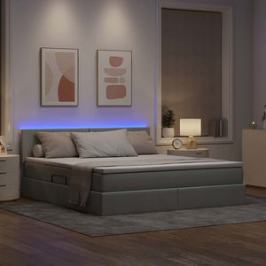 Bett mit Stauraum & LED Hellgrau 160x200 cm
