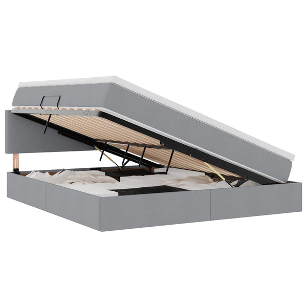 Bett mit Stauraum & LED Hellgrau 160x200 cm