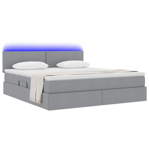 Bett mit Stauraum & LED Hellgrau 160x200 cm