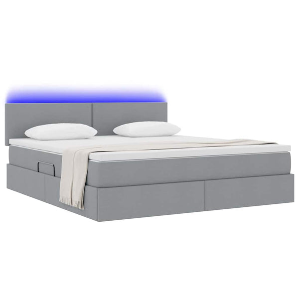 Bett mit Stauraum & LED Hellgrau 160x200 cm