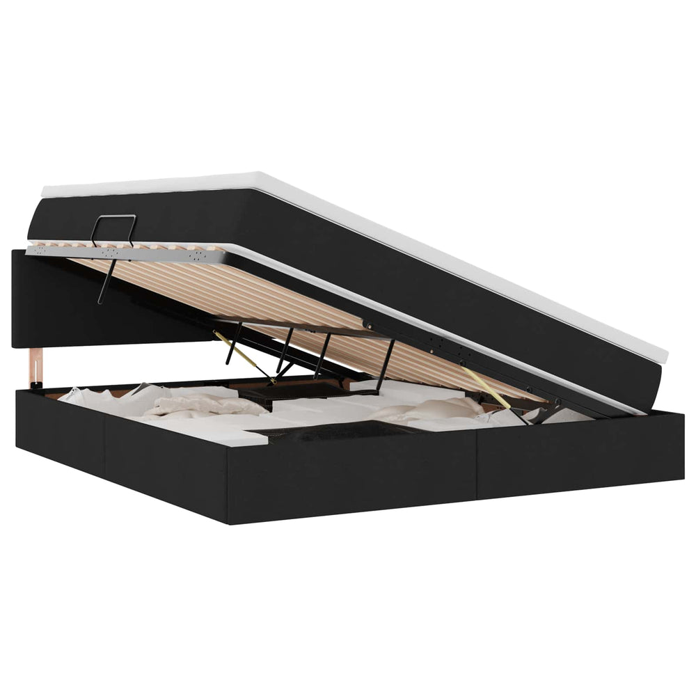 Bett mit Stauraum und LED Schwarz 160x200 cm