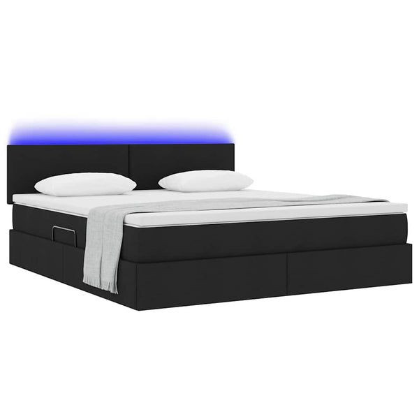 Bett mit Stauraum und LED Schwarz 160x200 cm