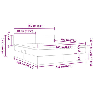 Bett mit Stauraum und LED Schwarz 160x200 cm