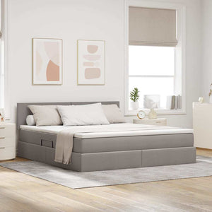 Bett mit Stauraum LED & Matratze Taupe 160x200 cm