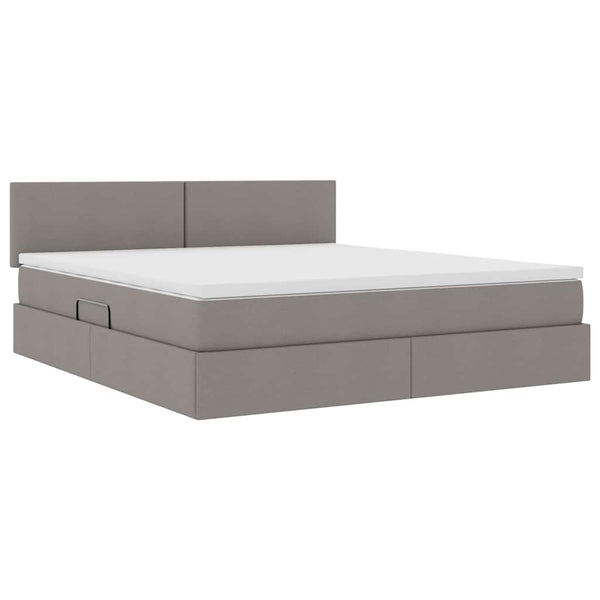 Bett mit Stauraum LED & Matratze Taupe 160x200 cm