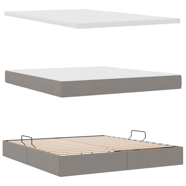 Bett mit Stauraum LED & Matratze Taupe 160x200 cm