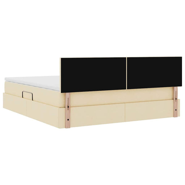 Bett mit Stauraum, LED & Matratze Creme 160x200 cm