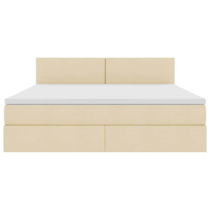 Bett mit Stauraum, LED & Matratze Creme 160x200 cm