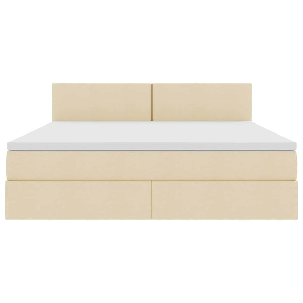 Bett mit Stauraum, LED & Matratze Creme 160x200 cm