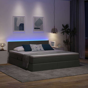 Bett mit Stauraum LED Dunkelgrau 180x200 cm