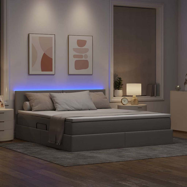 Bett mit Stauraum, LED & Matratze Taupe 180x200 cm
