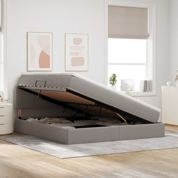 Bett mit Stauraum, LED & Matratze Taupe 180x200 cm