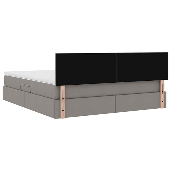 Bett mit Stauraum, LED & Matratze Taupe 180x200 cm