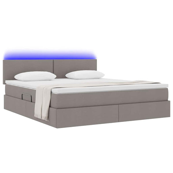 Bett mit Stauraum, LED & Matratze Taupe 180x200 cm