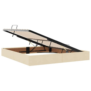 Bett mit Stauraum, LED & Matratze Creme 180x200 cm