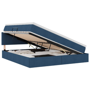 Bett mit Stauraum, LED & Matratze Blau 180x200 cm
