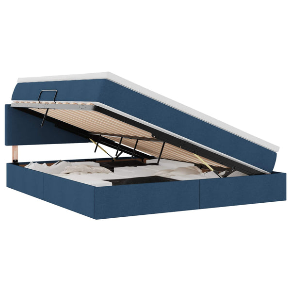 Bett mit Stauraum, LED & Matratze Blau 180x200 cm
