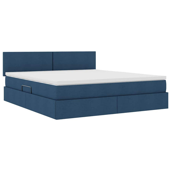 Bett mit Stauraum, LED & Matratze Blau 180x200 cm