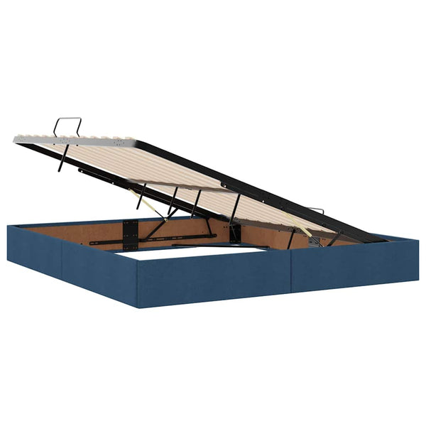 Bett mit Stauraum, LED & Matratze Blau 180x200 cm