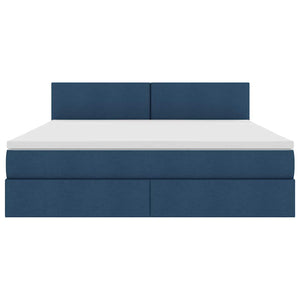 Bett mit Stauraum, LED & Matratze Blau 180x200 cm