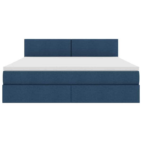 Bett mit Stauraum, LED & Matratze Blau 180x200 cm