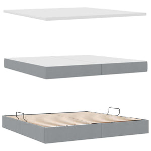 Bett mit Stauraum & LED Hellgrau 200x200 cm