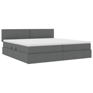 vidaXL Lit de rangement à LED gris foncé 200 x 200 cm en tissu