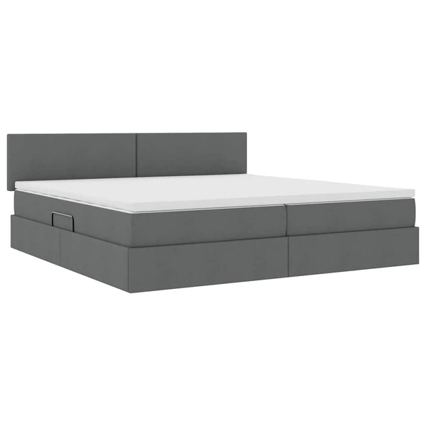 vidaXL Lit de rangement à LED gris foncé 200 x 200 cm en tissu