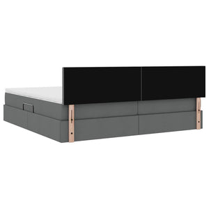 vidaXL Lit de rangement à LED gris foncé 200 x 200 cm en tissu