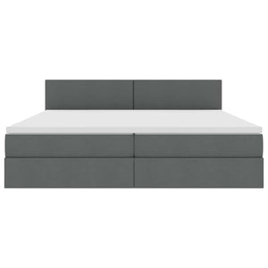 vidaXL Lit de rangement à LED gris foncé 200 x 200 cm en tissu