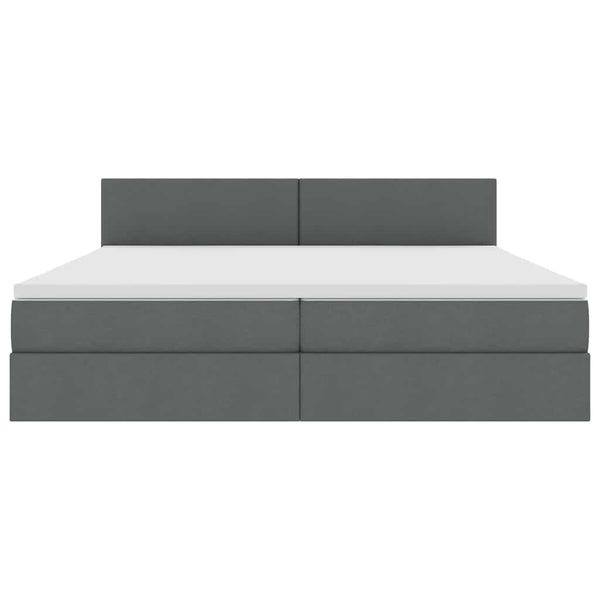 vidaXL Lit de rangement à LED gris foncé 200 x 200 cm en tissu