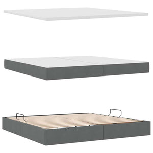 vidaXL Lit de rangement à LED gris foncé 200 x 200 cm en tissu