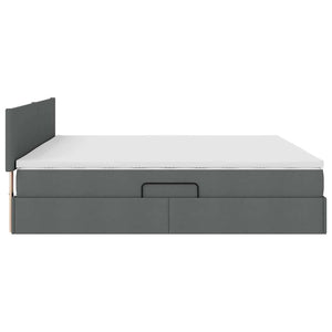 vidaXL Lit de rangement à LED gris foncé 200 x 200 cm en tissu