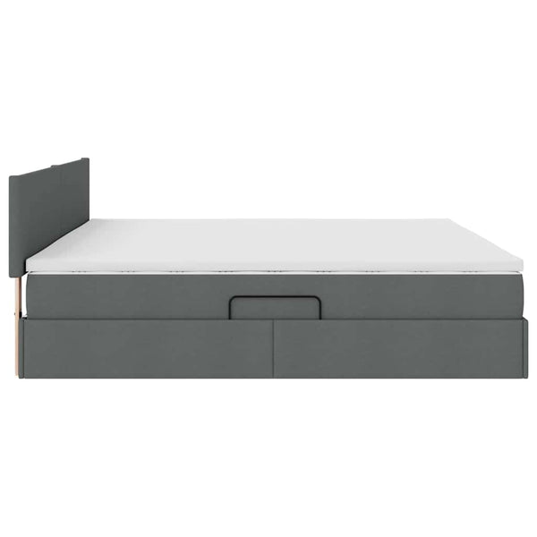 vidaXL Lit de rangement à LED gris foncé 200 x 200 cm en tissu
