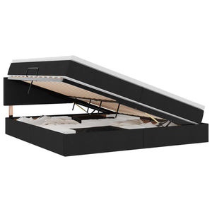 Bett mit Stauraum und LED Schwarz 200x200 cm