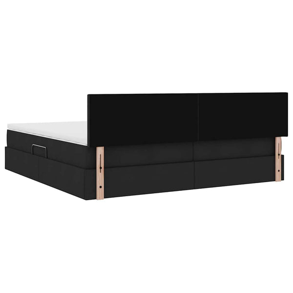 Bett mit Stauraum und LED Schwarz 200x200 cm