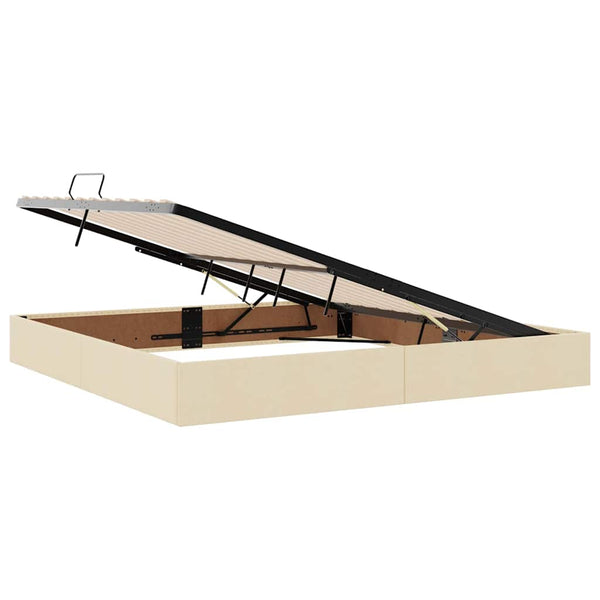Bett mit Stauraum, LED & Matratze Creme 200x200