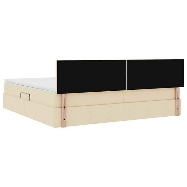 Bett mit Stauraum, LED & Matratze Creme 200x200