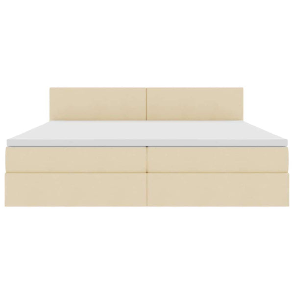 Bett mit Stauraum, LED & Matratze Creme 200x200