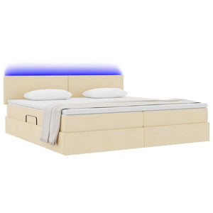 Bett mit Stauraum, LED & Matratze Creme 200x200