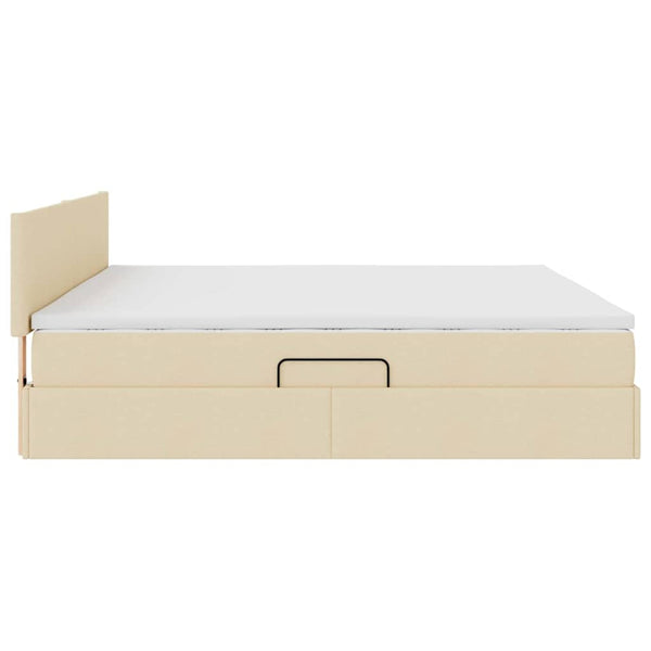 Bett mit Stauraum, LED & Matratze Creme 200x200