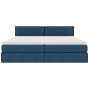 Bett mit Stauraum, LED & Matratze Blau 200x200 cm