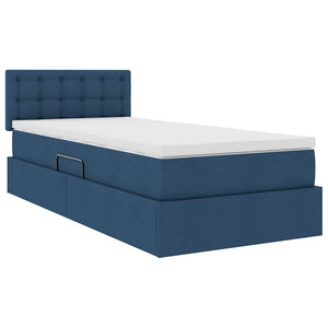 Bett mit Stauraum, LED & Matratze Blau 90x190 cm