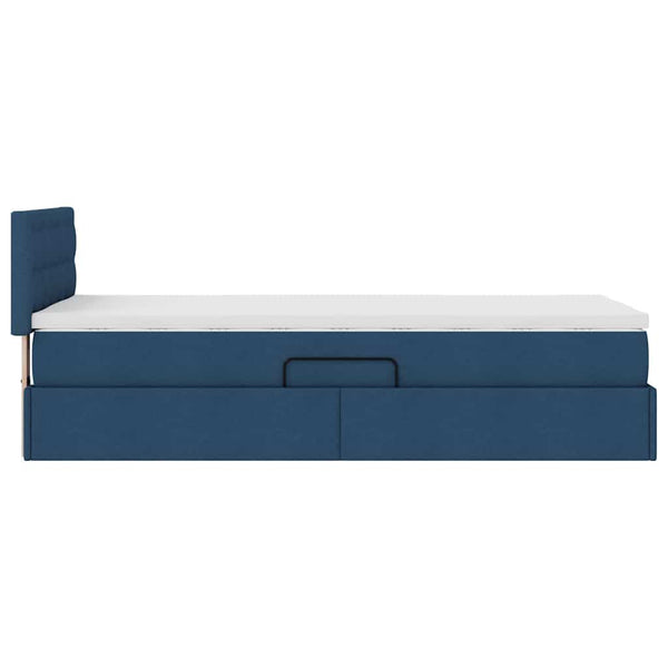 Bett mit Stauraum, LED & Matratze Blau 90x190 cm