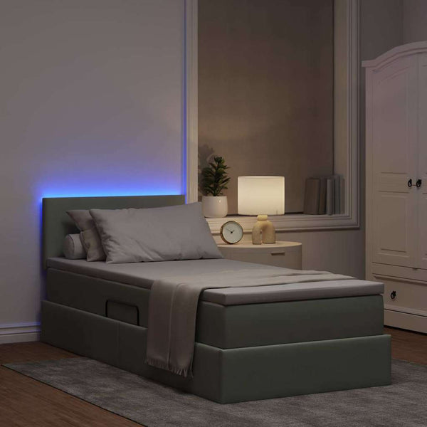 vidaXL Lit avec rangement et LED gris clair 90 x 190 cm velours