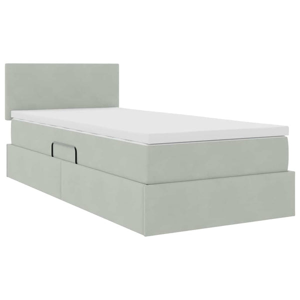 vidaXL Lit avec rangement et LED gris clair 90 x 190 cm velours